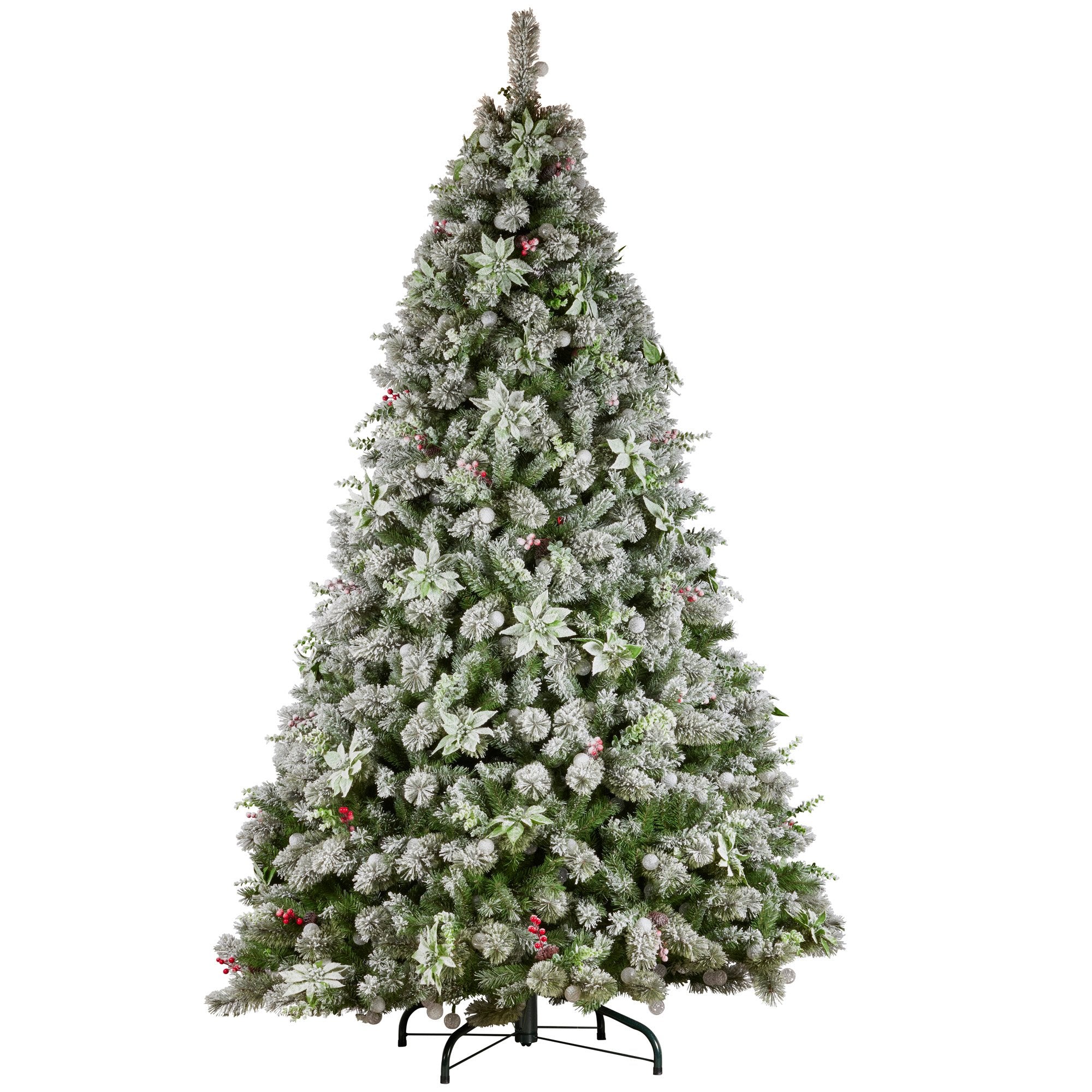 Swishmas Snowy Crown Pine 2.3m Multicolour Pre-Lit Christmas Tree with 1453 Tips