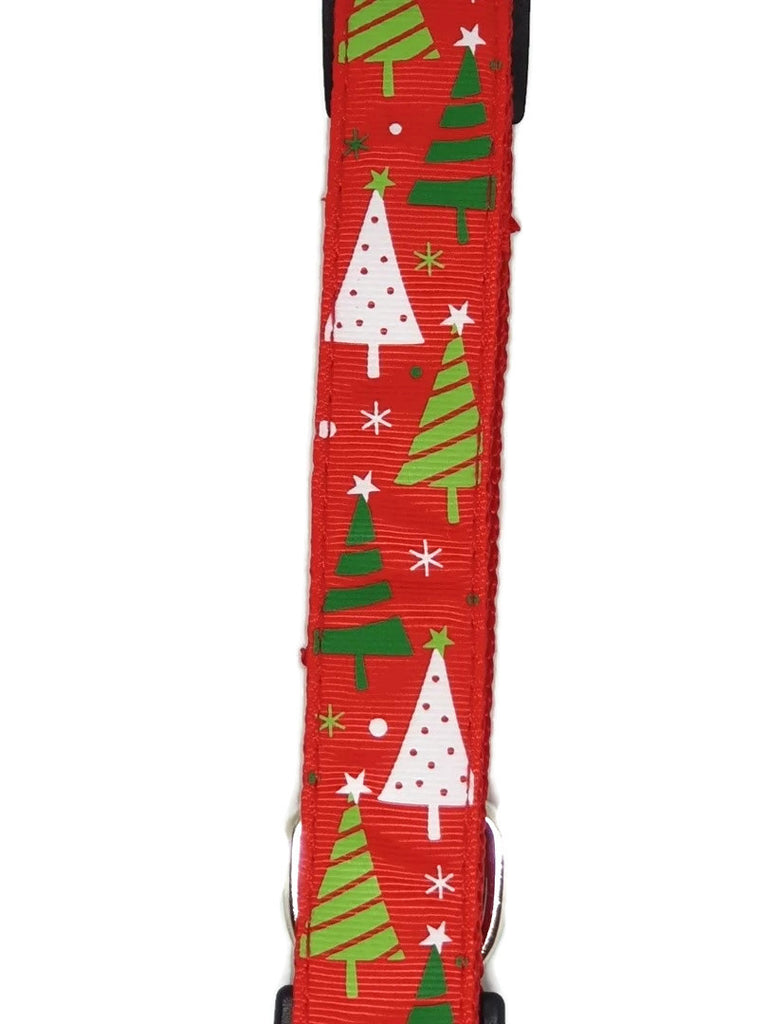 Christmas Dog Collars Adjustable - Moondidley Pets Small Red Xmas Trees