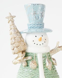 Snowman With Tree 23cm