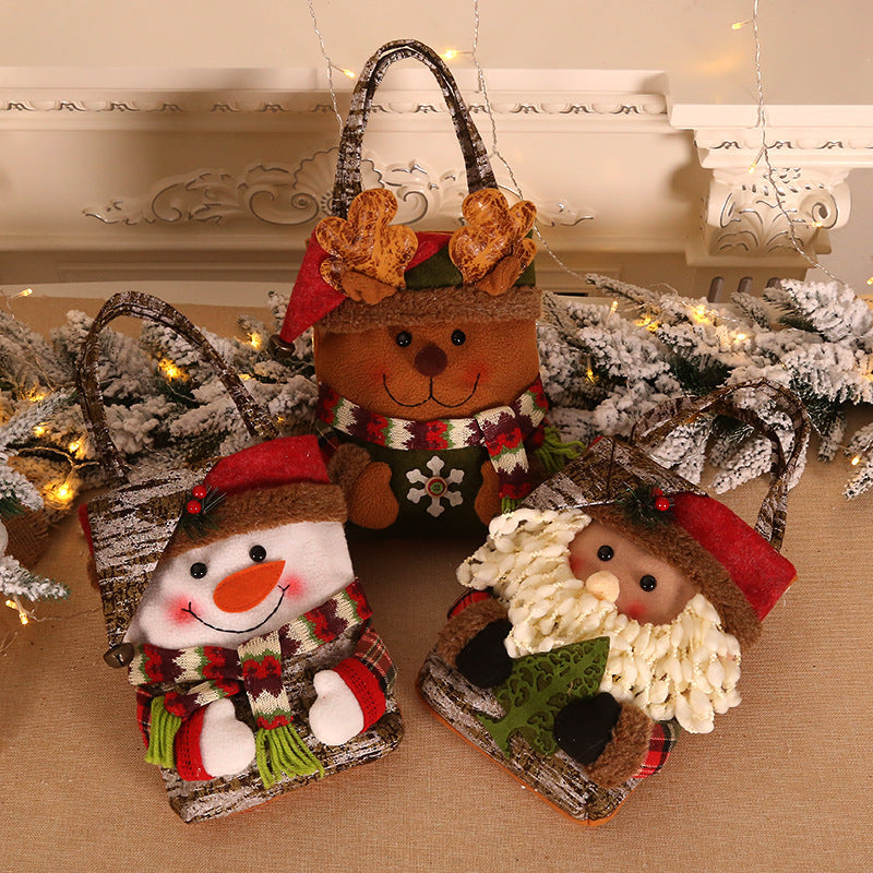 3 PCS Christmas Gift Bags - Santa, Snowman, and Reindeer Design for Holiday Treats and Presents