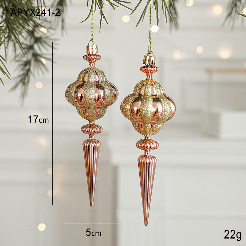 Set of 10 Christmas Ornaments -Gold & Rose Gold Holiday Tree Decorations