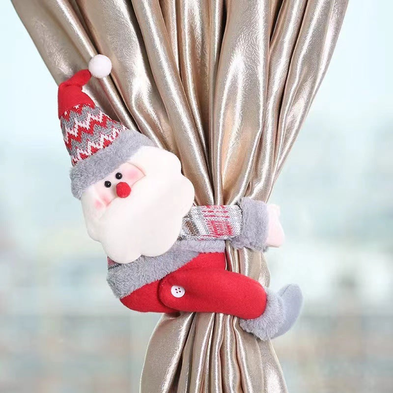 Santa Claus Curtain Tieback - Plush Christmas Curtain Holder for Festive Home Decor  22*44cm 2 PCS