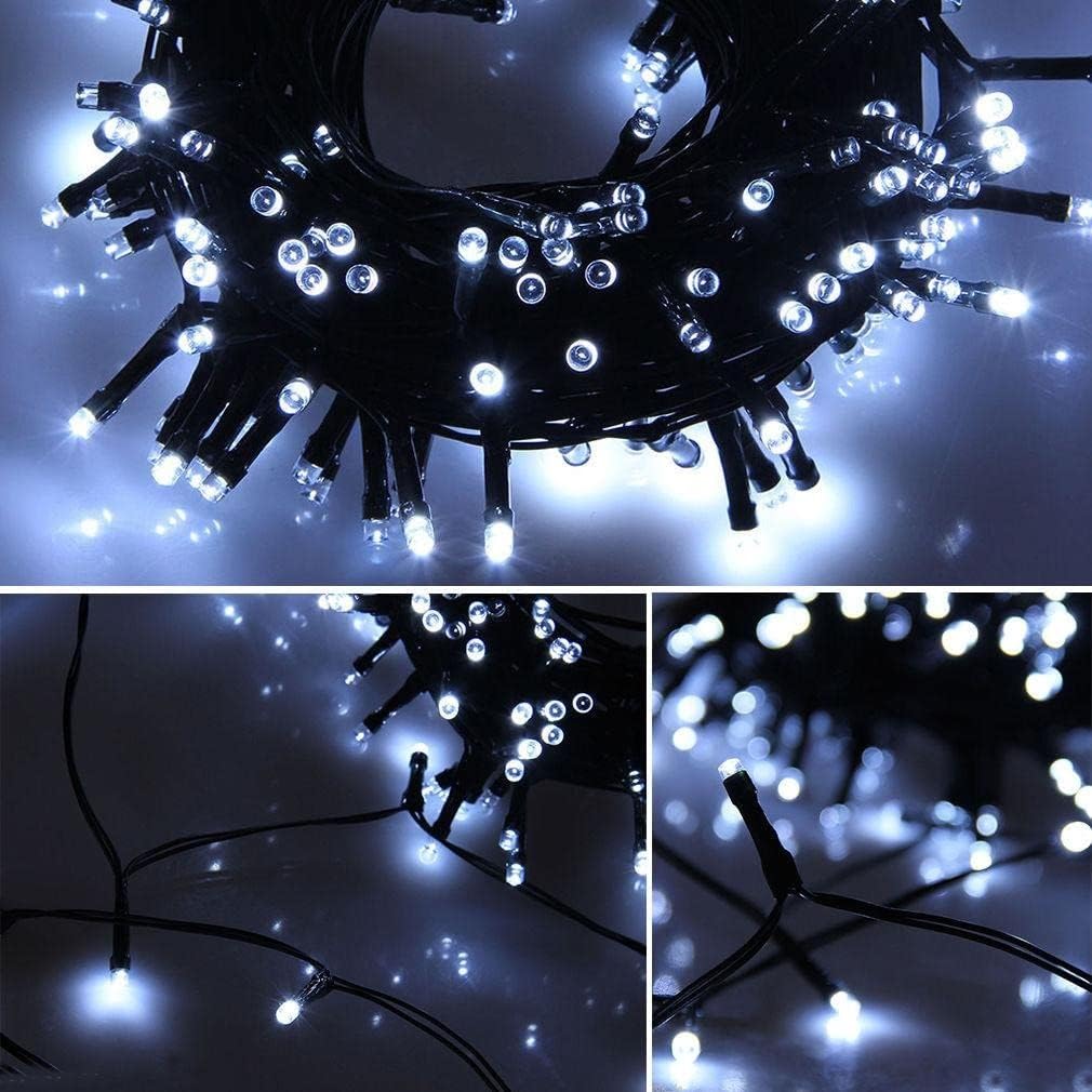 100 Solar LED Fairy Lights 8 Function Memory Hold Christmas Decoration Cool White