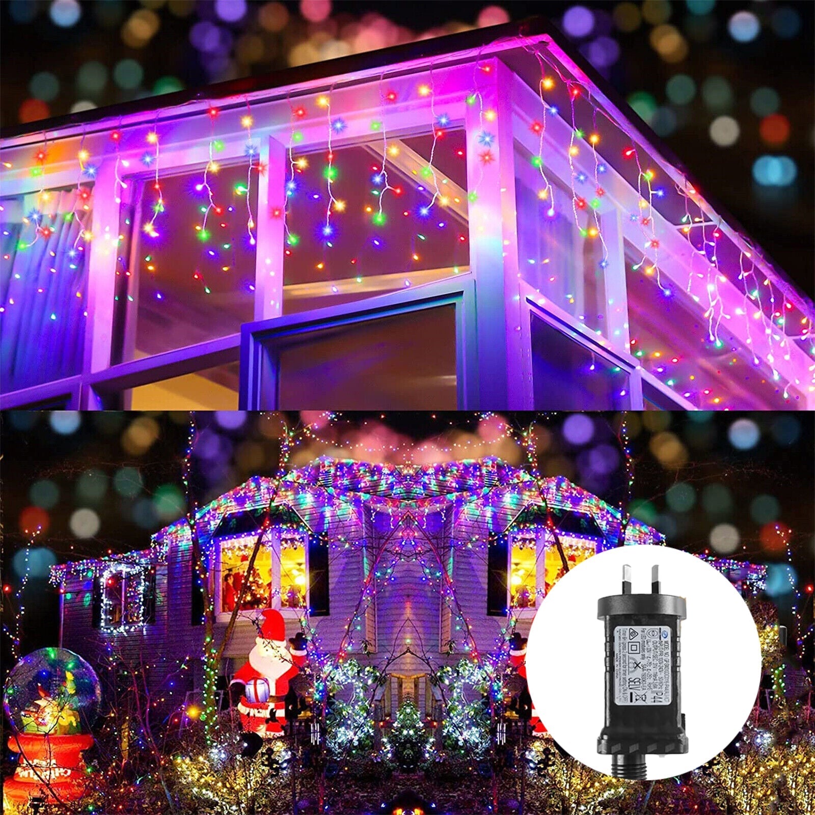 200 Low Voltage LED Icicle Fairy Lights 8 Function Memory Hold Christmas Decoration Multicolor