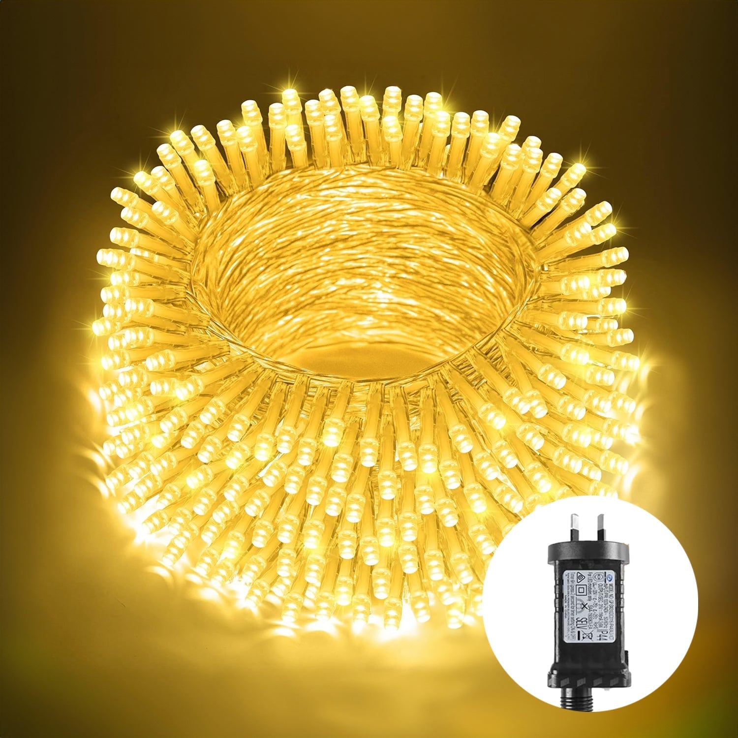 1000 Low Voltage LED Fairy Lights 8 Function Memory Hold Christmas Decoration Warm White