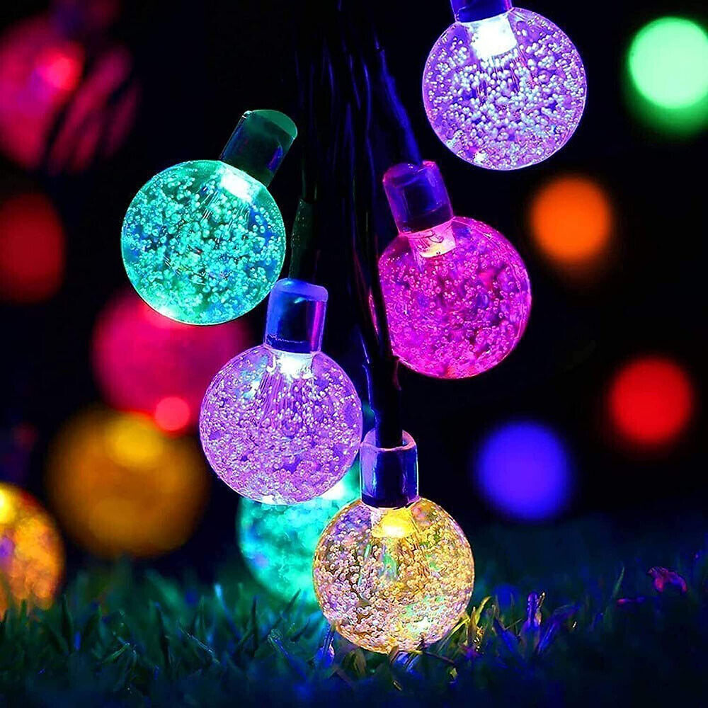 100 Low Voltage LED Bubble Ball String Lights 8 Function Christmas Decoration Multicolor