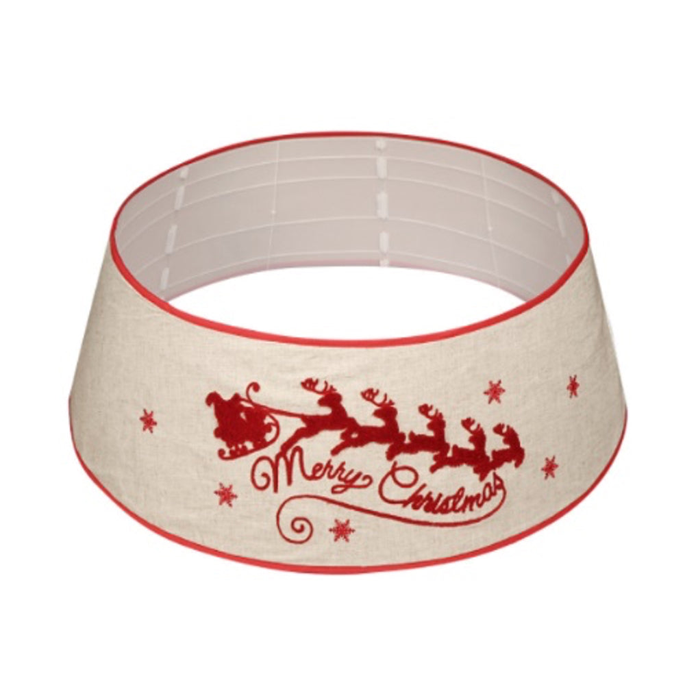 Rigid Christmas Tree Collar with Red Sleigh