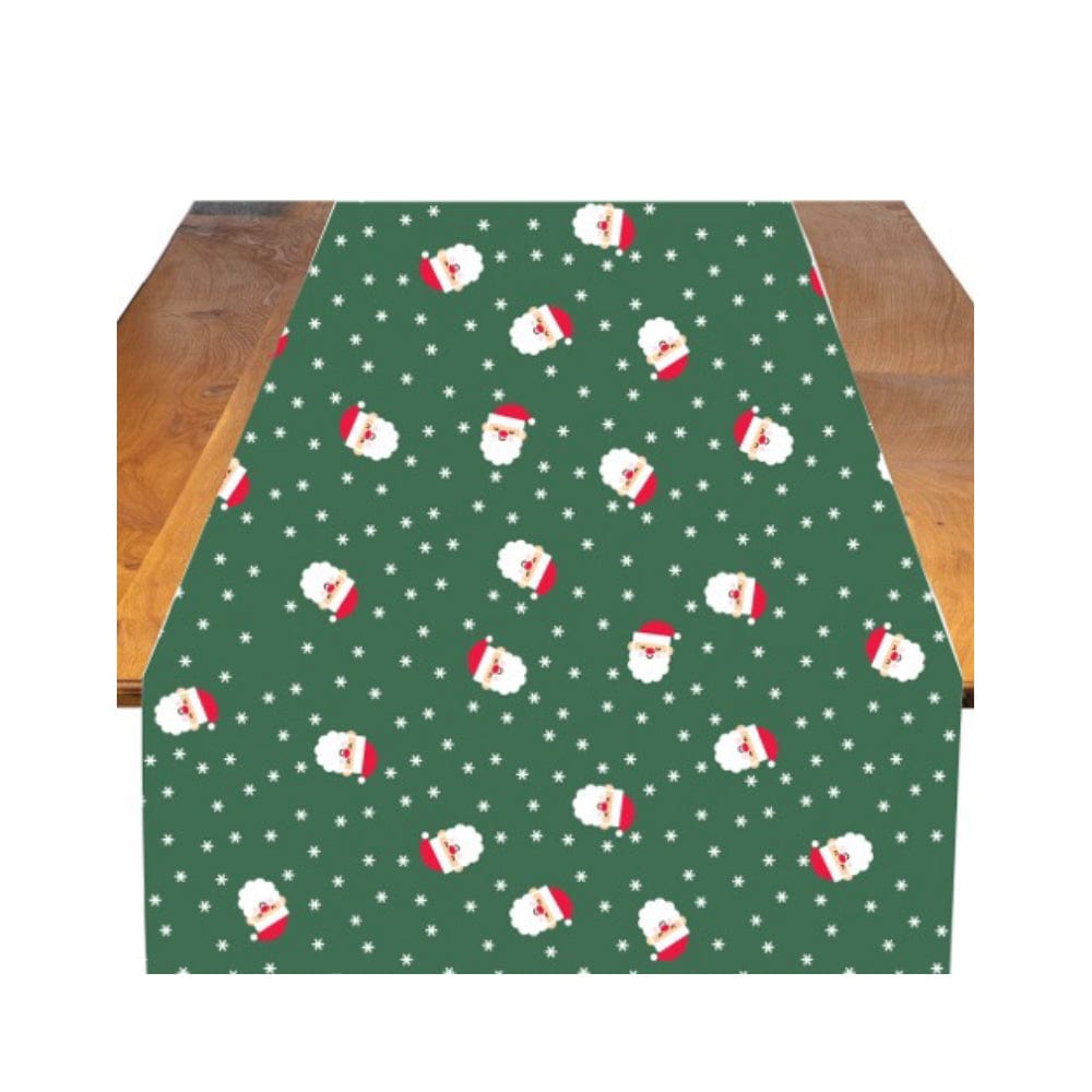 182*36cm Rectangle Christmas Green Santa Table Runner