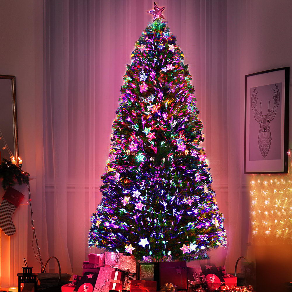 Jingle Jollys 2.1m Christmas Tree Optic Fibre LED Xmas tree Multi Colour