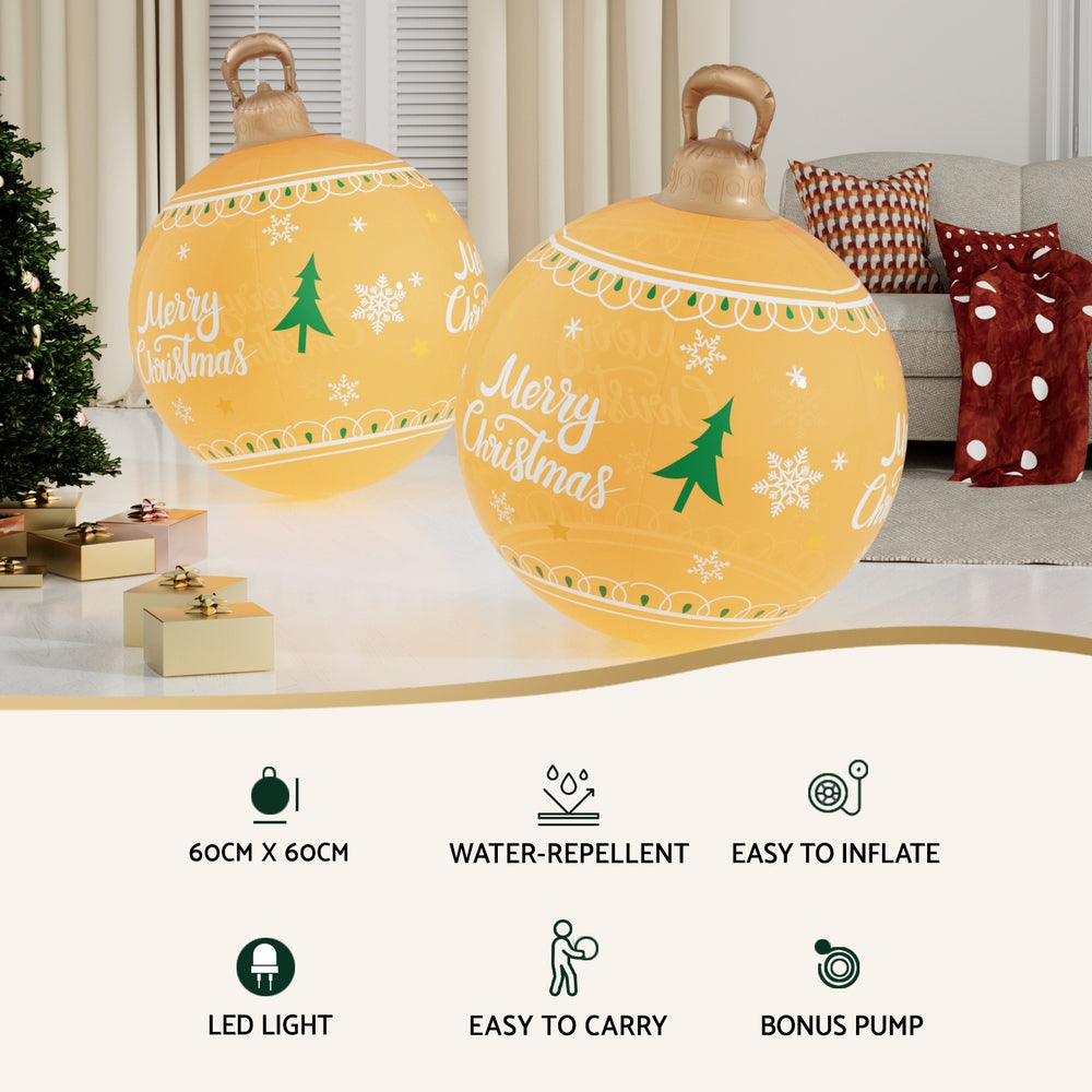 Jingle Jollys Christmas Inflatable Ball 60cm Led Illuminated Xmas Decoration