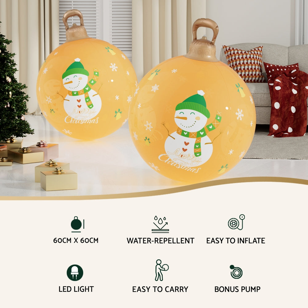 Jingle Jollys Christmas Inflatable Ball 60cm Led Illuminated Snowman Xmas Decor