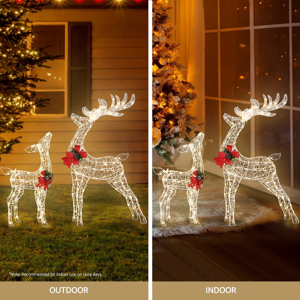 2 PCS Christmas Lights 170 LED Fairy Light Reindeer Decorations Jingle Jollys