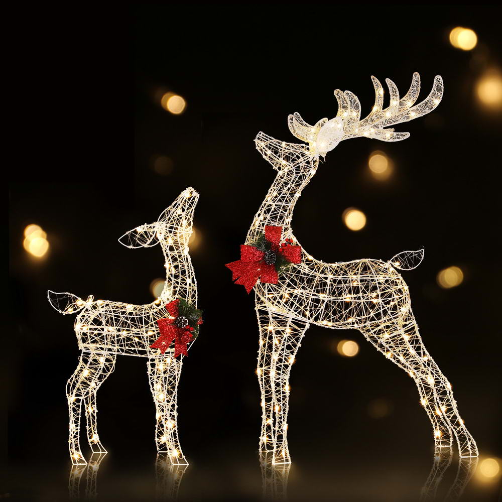 2 PCS Christmas Lights 170 LED Fairy Light Reindeer Decorations Jingle Jollys