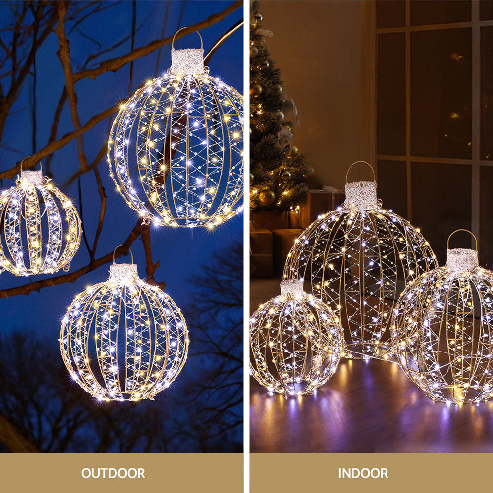 3 PCS Christmas Lights 360 LED Fairy Light Ball Decorations Jingle Jollys