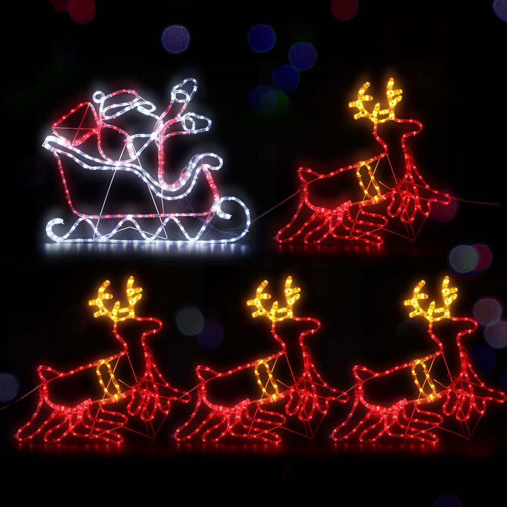 1X Christmas Lights Reindeer Sleigh 806 LED Decorations Jingle Jollys