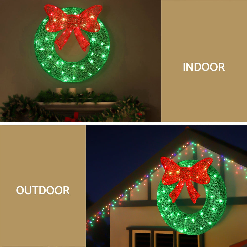 0.6M Christmas Lights 50 LED Motif Solar Wreath Xmas Decorations Jingle Jollys