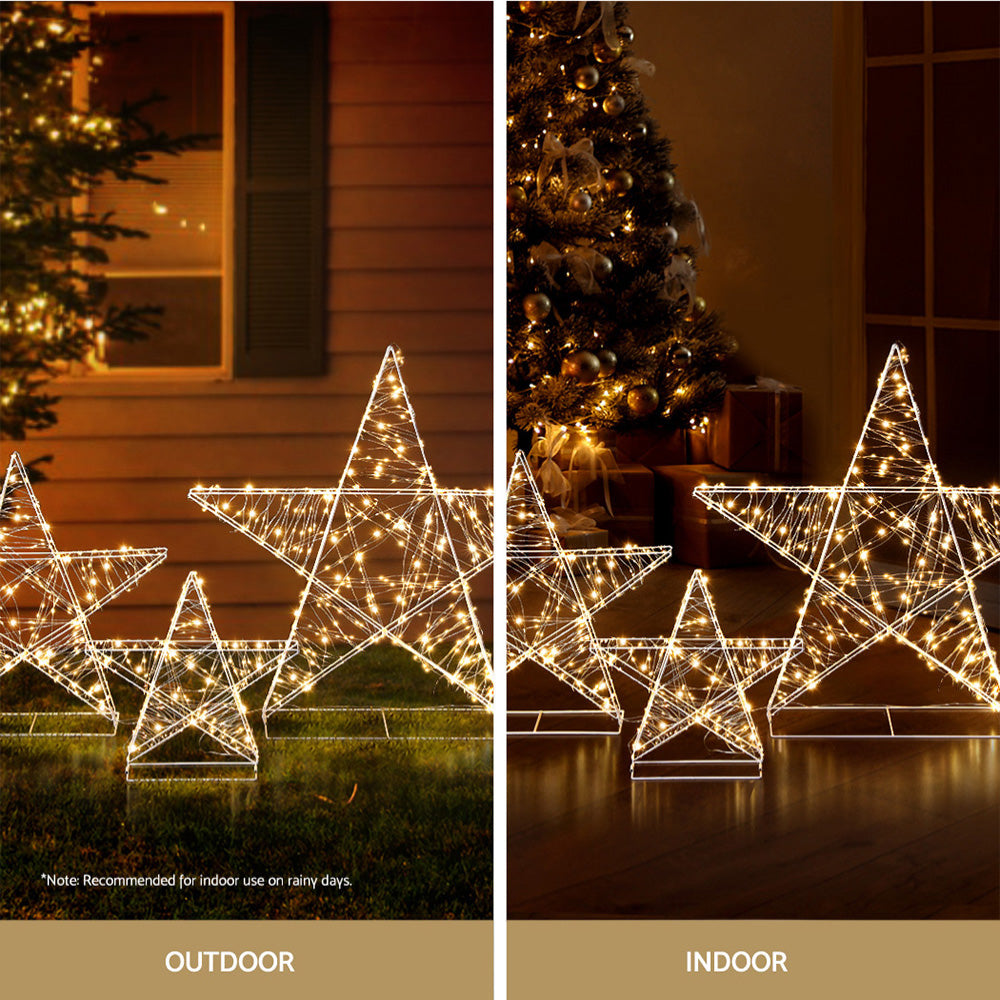 3 PCS Christmas Lights 900 LED Fairy Light Star Decorations Jingle Jollys